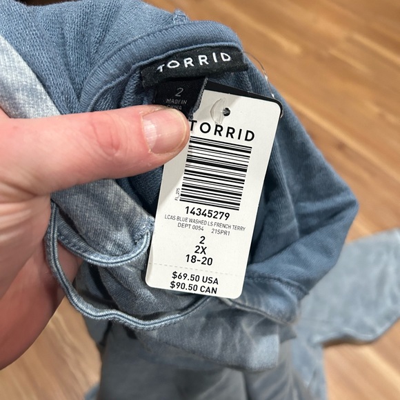Torrid Acid Wash Grey Hooded Sweater Dress NWT Size 2 - Picture 3 of 3